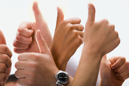 Thumbs Up, cheering approvers in an NPS survey
