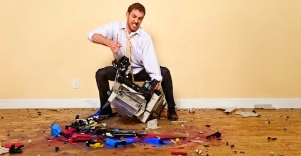 Man Destroys Printer